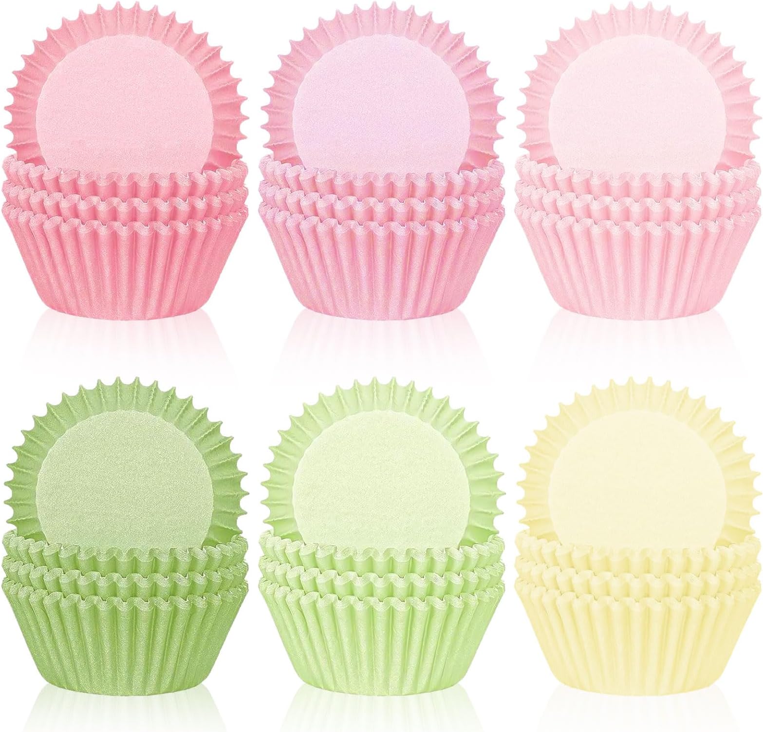 Whaline 300Pcs Pastel Colorful Cupcake Liners Paper Baking Cups Gradient Pink Green Standard Muffin Cupcake Wrappers for Spring Easter Wedding Baby Shower Birthday Party Supplies