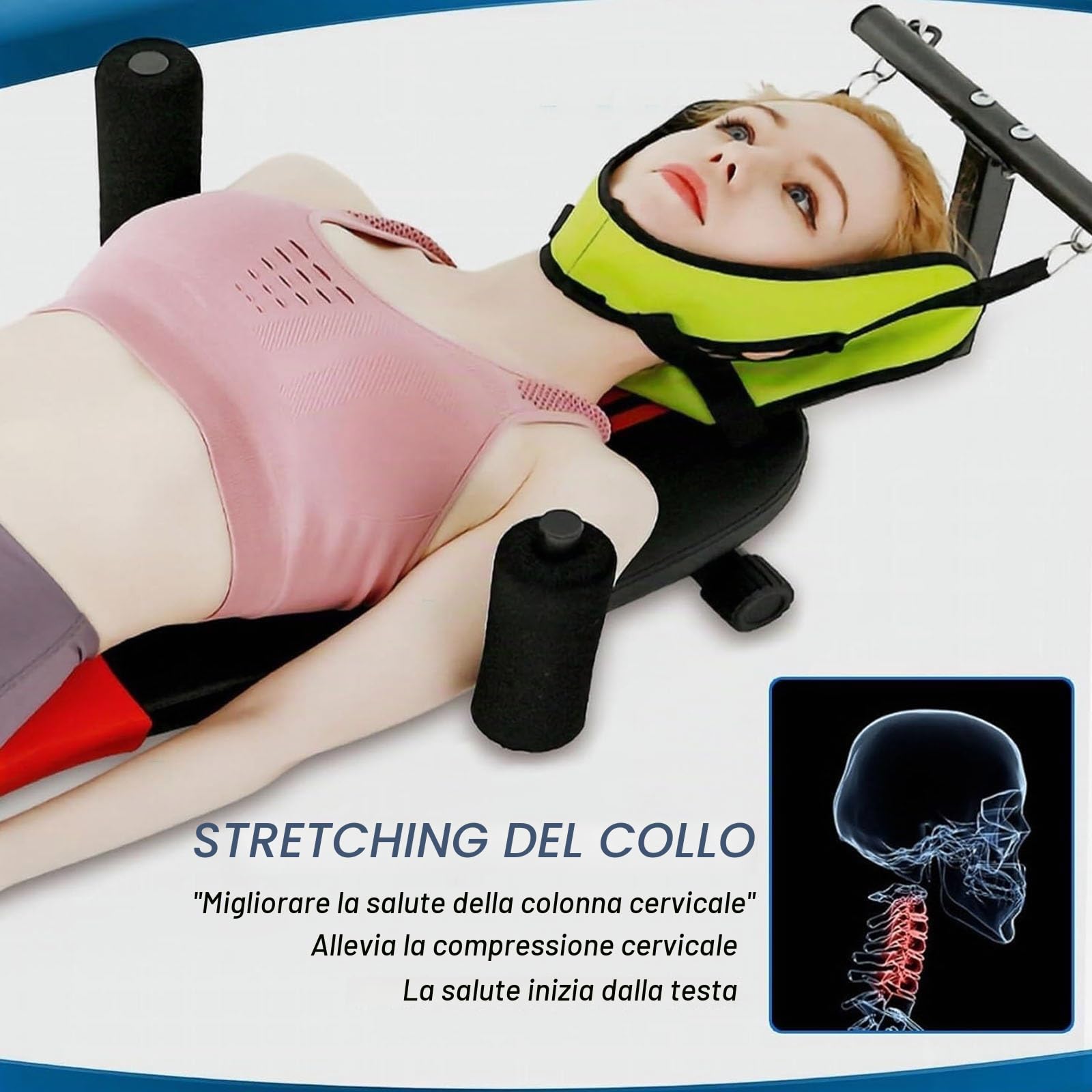 Generico Panca di Trazione Cervicale E Lombare, Tavolo A Inversione | Stretching E Rilassamento, Altezza Regolabile Da 145 A 185 Cm, Barella Per La Schiena
