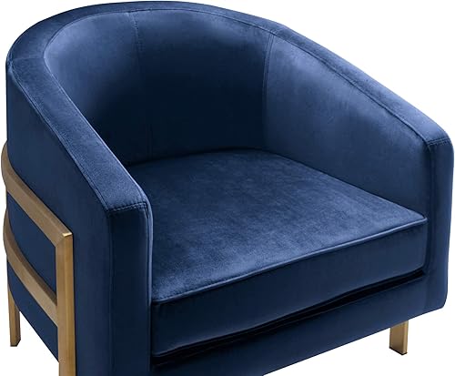 Miniatura 13 de Iconic Home Monte Accent - Silla de club elegante y elegante de terciopelo con acabado de latón cepillado, marco de acero inoxidable moderno y Negro