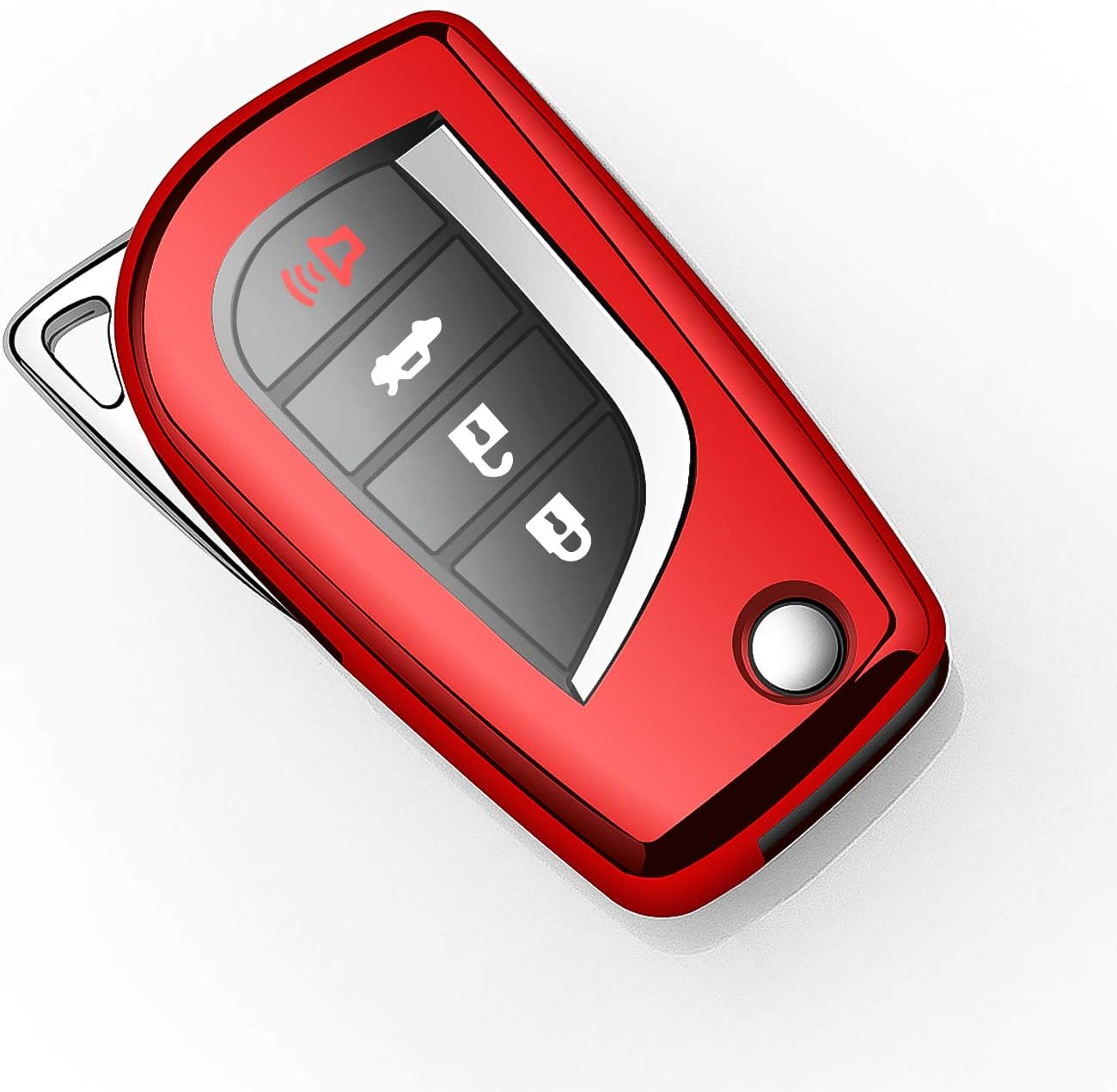 Tukellen for Toyota Key Fob Cover,Special Soft TPU Key Case Cover Protector Compatible with 2018-2020 Camry SE/LE,RAV4 SE,Corolla SE/LE Smart Key-(Red)