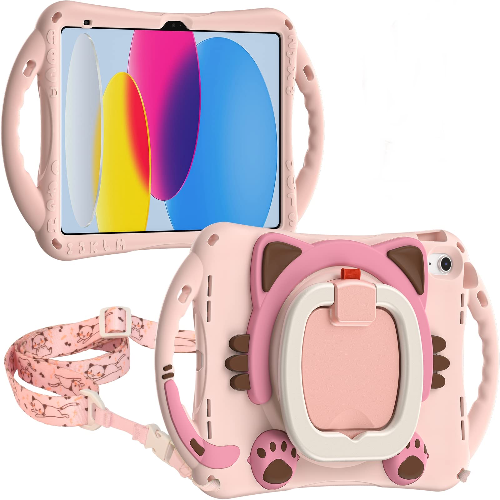 ProElite Tough Kids case Cover for Apple iPad 10th Gen 2022 with Rotating Kickstand & Shoulder Strap, (Pink) (B0BS41TYHV) Amazon Price History, Amazon Price Tracker