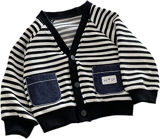 Chaqueta de punto a rayas para niños 0 5 años Ropa Niñas Color Contraste Abrigo Moda Ropa Bebé Chaleco 86