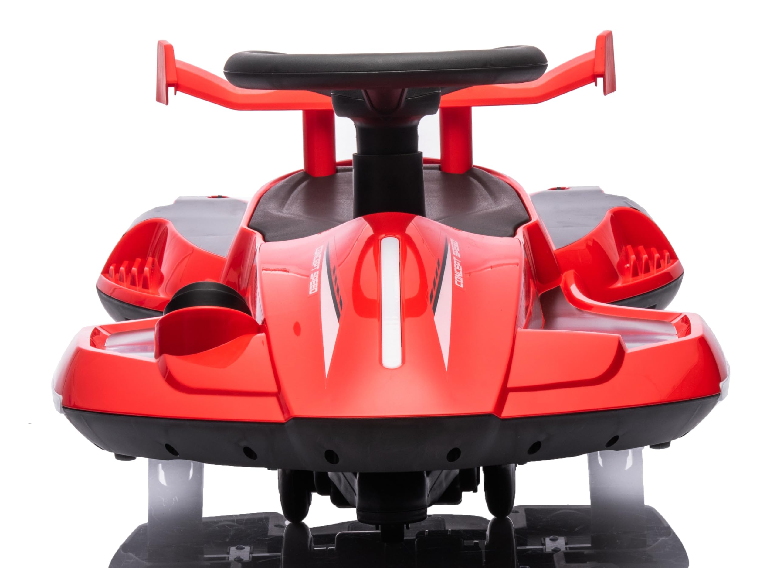 Auto Elettrica Bambini 12V Macchina Vorticar Piroettante 2 in 1 con Sterzo 360° Effetto Fumo Musica Luci LED Pedale Cavalcabile Antiribaltamento per Bambini 3-8 Anni fino a 50 Kg Rosso