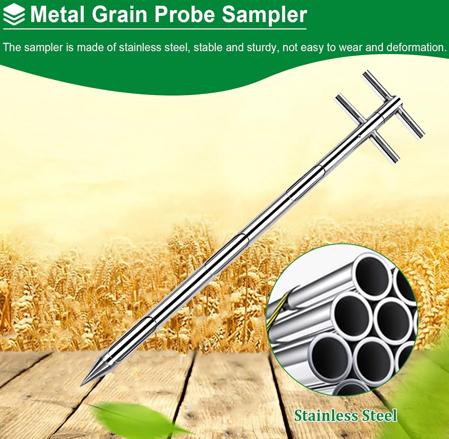 Grain Probe Sampler:2.5m Handheld Grain Sampler Probe - Portable Agricultural Sampling Tool for Farm & Garden, 8.2ft Solid Powder Sampling Pole (32mm Diameter) - Ideal for Efficient Soil &