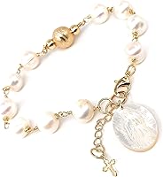 Vista 3 de SIFRIMANIA Virgin Mary Medal Adjustable Cultured Pearl Handmade Bracelet