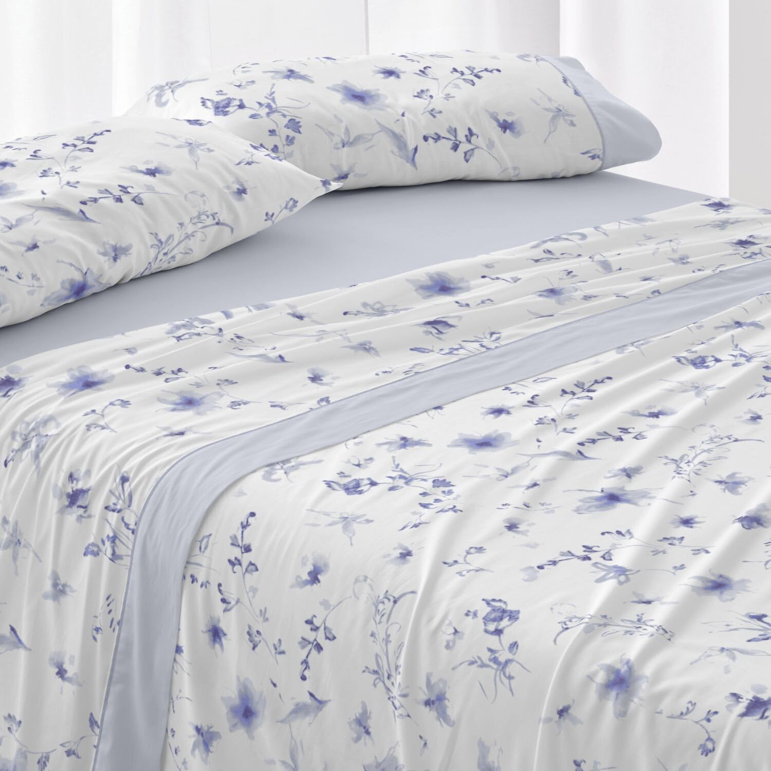 Burrito Blanco | Juego de sábanas | Cama de 135cm. (+Medidas Disponibles) | Diseño 048 | Color Azul (135x190/200cm.)