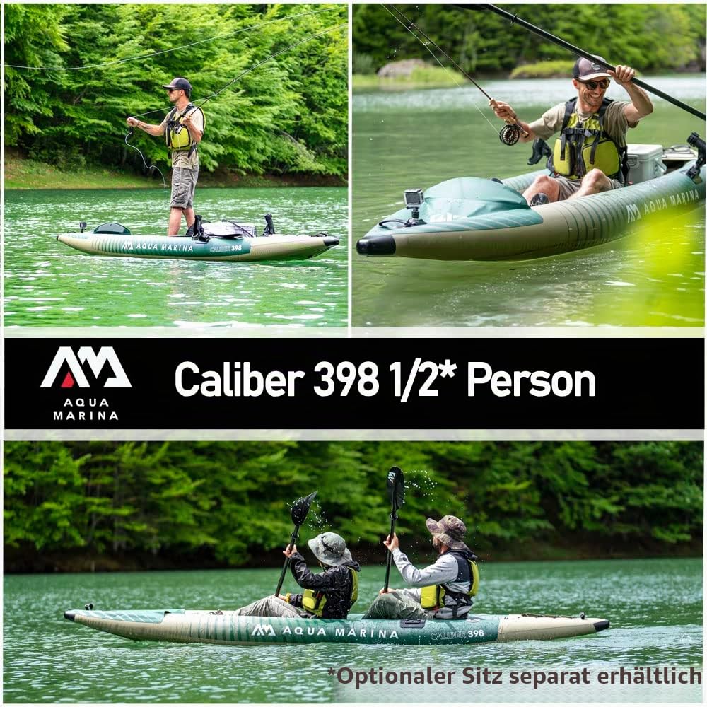 Aqua Marina Caliber 398 Angler/Angeln Drop-Stitch Fusion Kajak 1/2 Personen 398 cm Grün