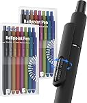 9 Pack stylos à bille noir - 1.0mm Stylos à bille d'encre noire à point de écriture lisse moyenne longue durée Stylo à fidget rétractable pour adultes, hommes, femmes, école, bureau (6 Stylos & 3 Recharges)