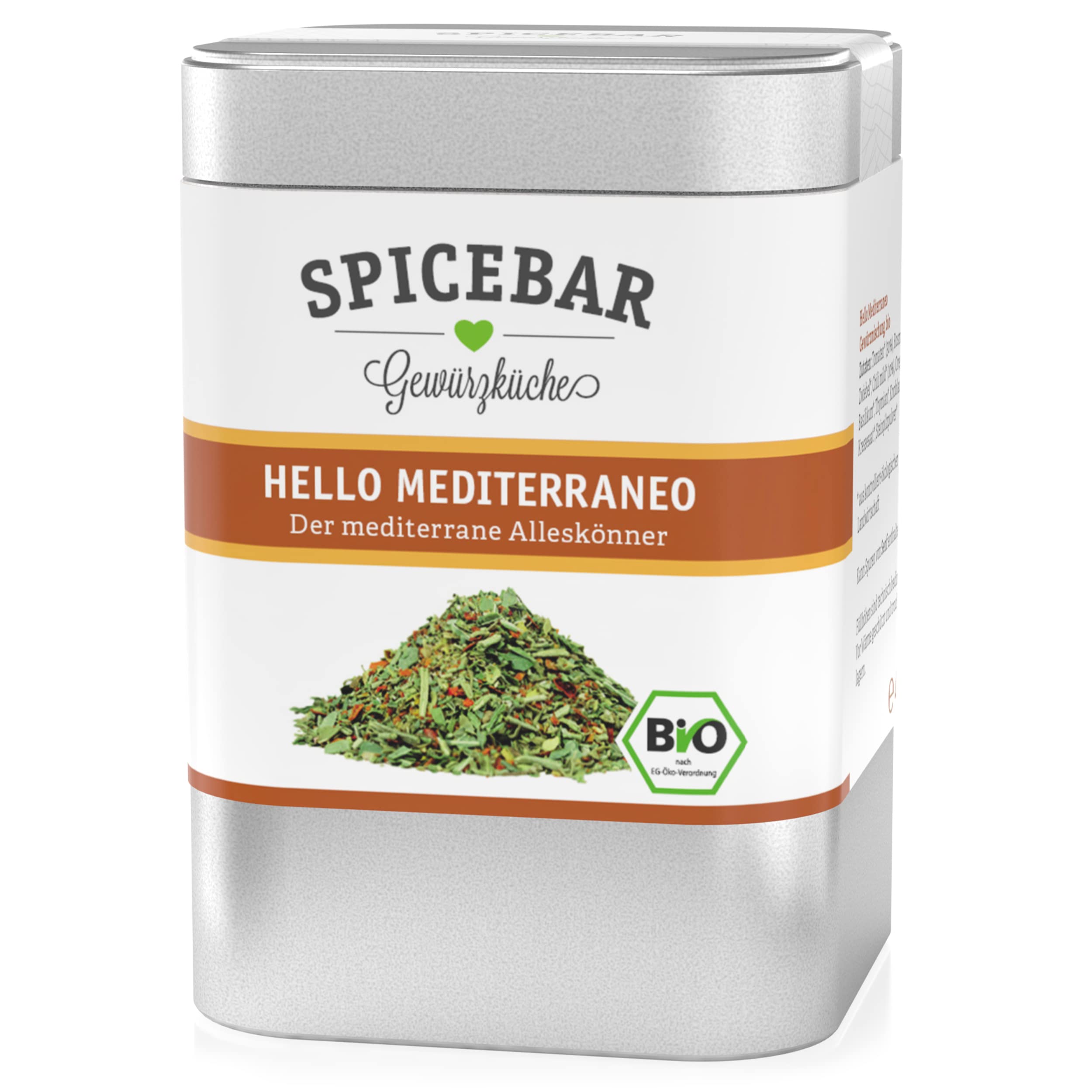 Spicebar Gewürzmischung "Hello Mediterraneo" für die mediterrane Küche (45g) - Bio Gewürze & Kräuter im praktischen Profi-Streuer - vegan und ohne Salz