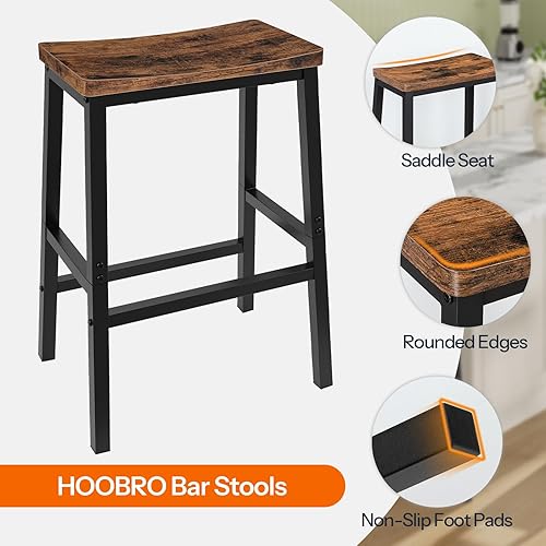 Miniatura 5 de HOOBRO Juego de 4 taburetes de bar, taburetes de bar de altura de mostrador, sillas de bar de 23.6 pulgadas, taburetes de silla con reposapiés,