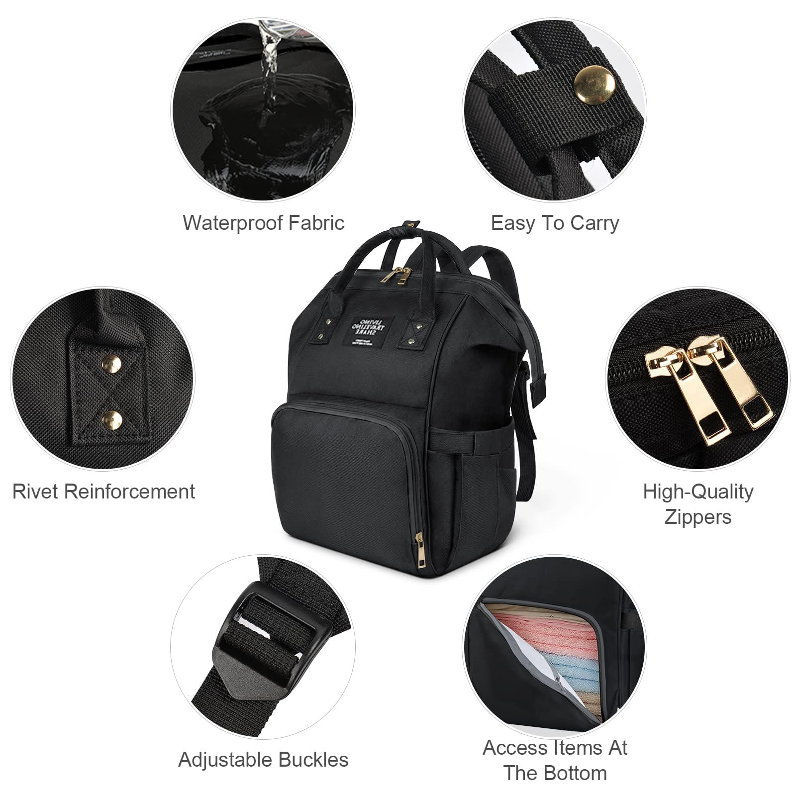 Vicloon Zaino Mamma Multifunzione, Zaino Fasciatoio Impermeabile, Grande Capacità Zaino con 3 Tasche Isolanti Bottiglia, che possono essere utilizzate come tote bag o appese a un carrello