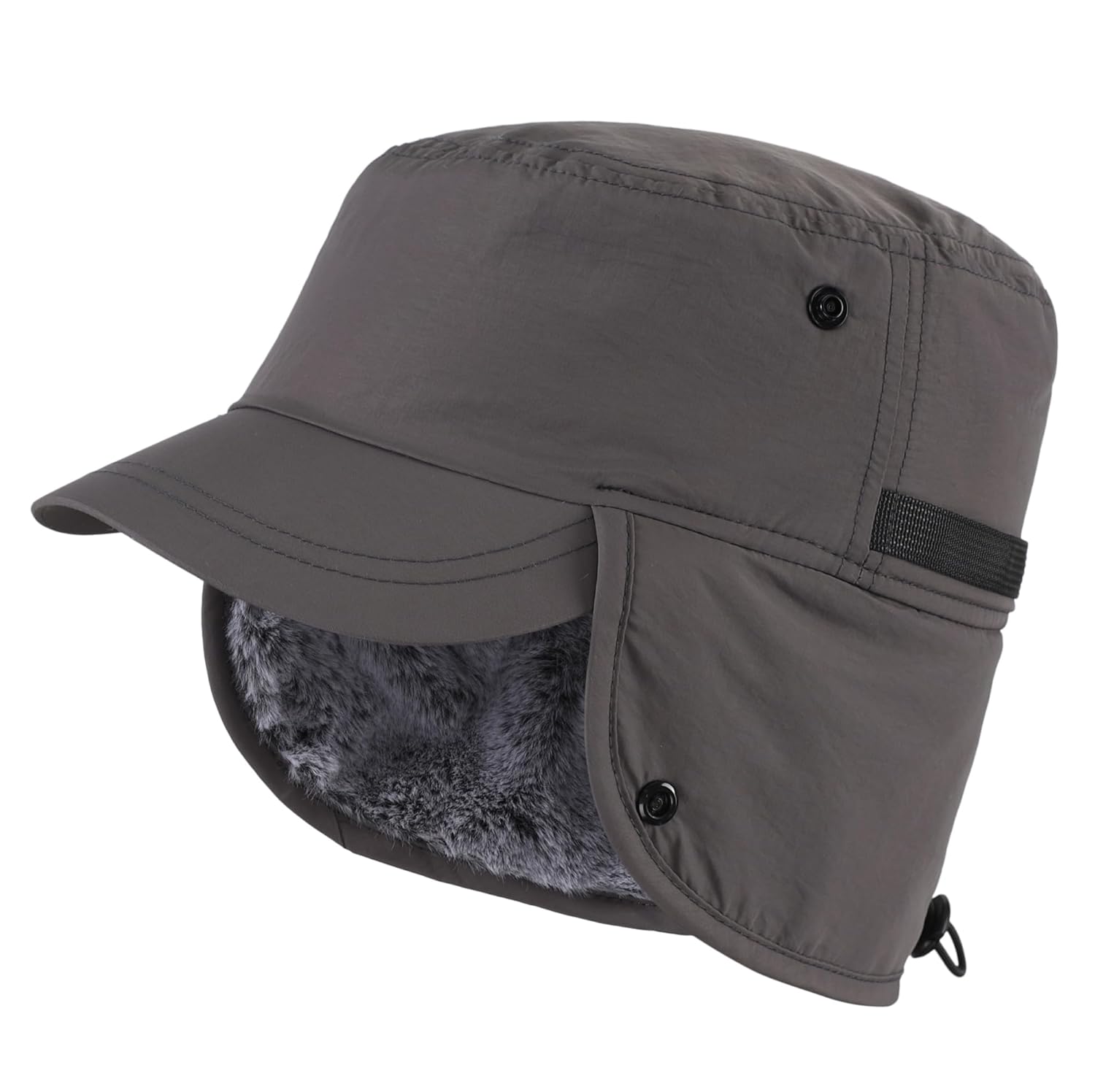 Connectyle Mens Winter Hat with Visor Warm Earflaps Hat Fully Lined Faux Fur Baseball Cap Trapper Hunting Hats