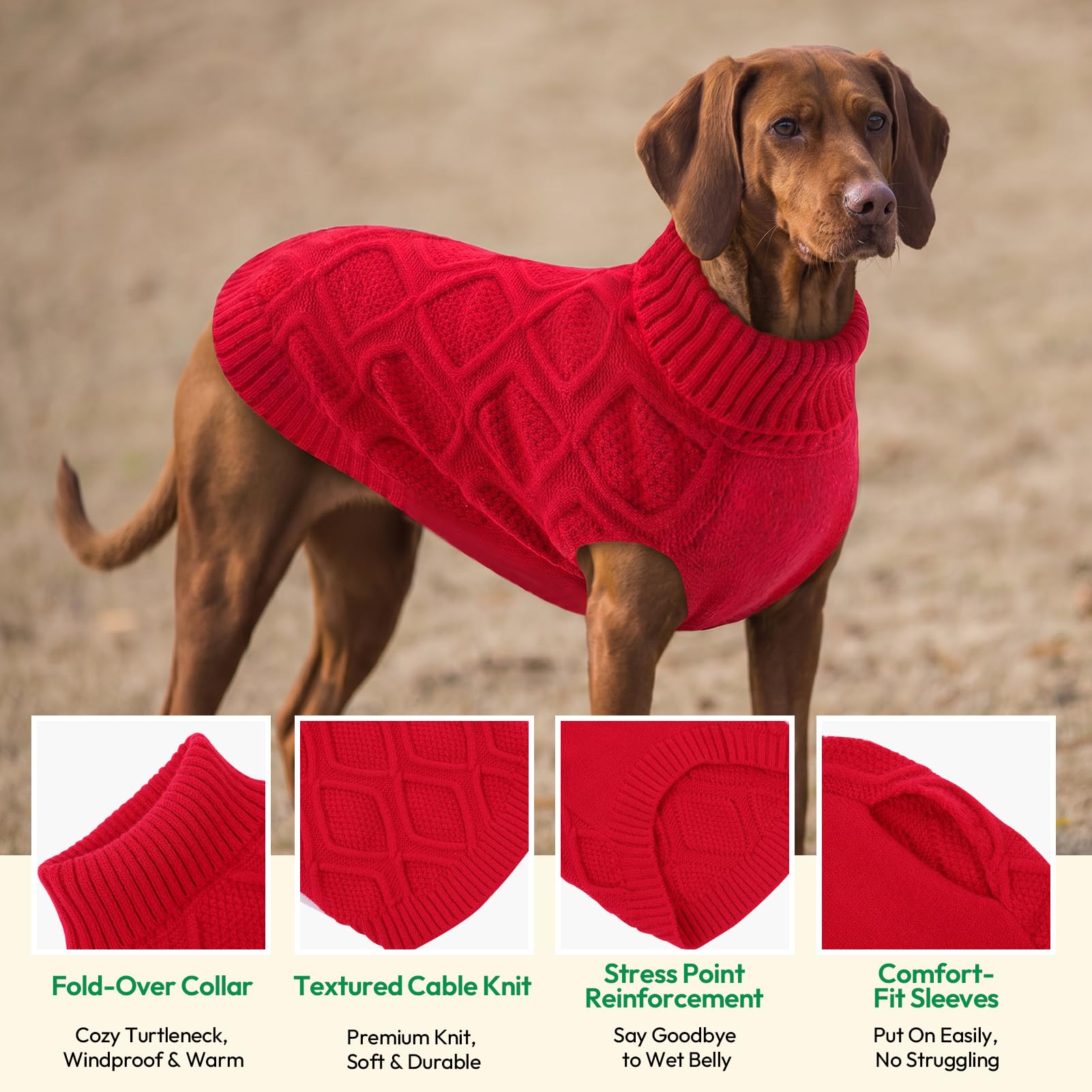 KONVINIT Hundepullover Kleine Hunde - Rollkragen Strickpullover Winter Warm