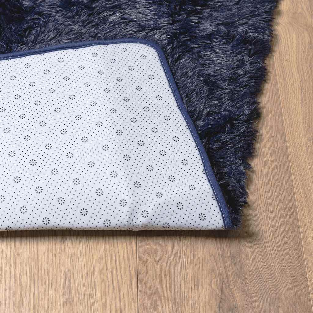 Tappeto Shaggy a Pelo Lungo NAVARRA Blu Marino 160x160 cm,Tappeto Shaggy,Antiscivolo Morbido,Tappeto Shaggy Camera da Letto-4102875