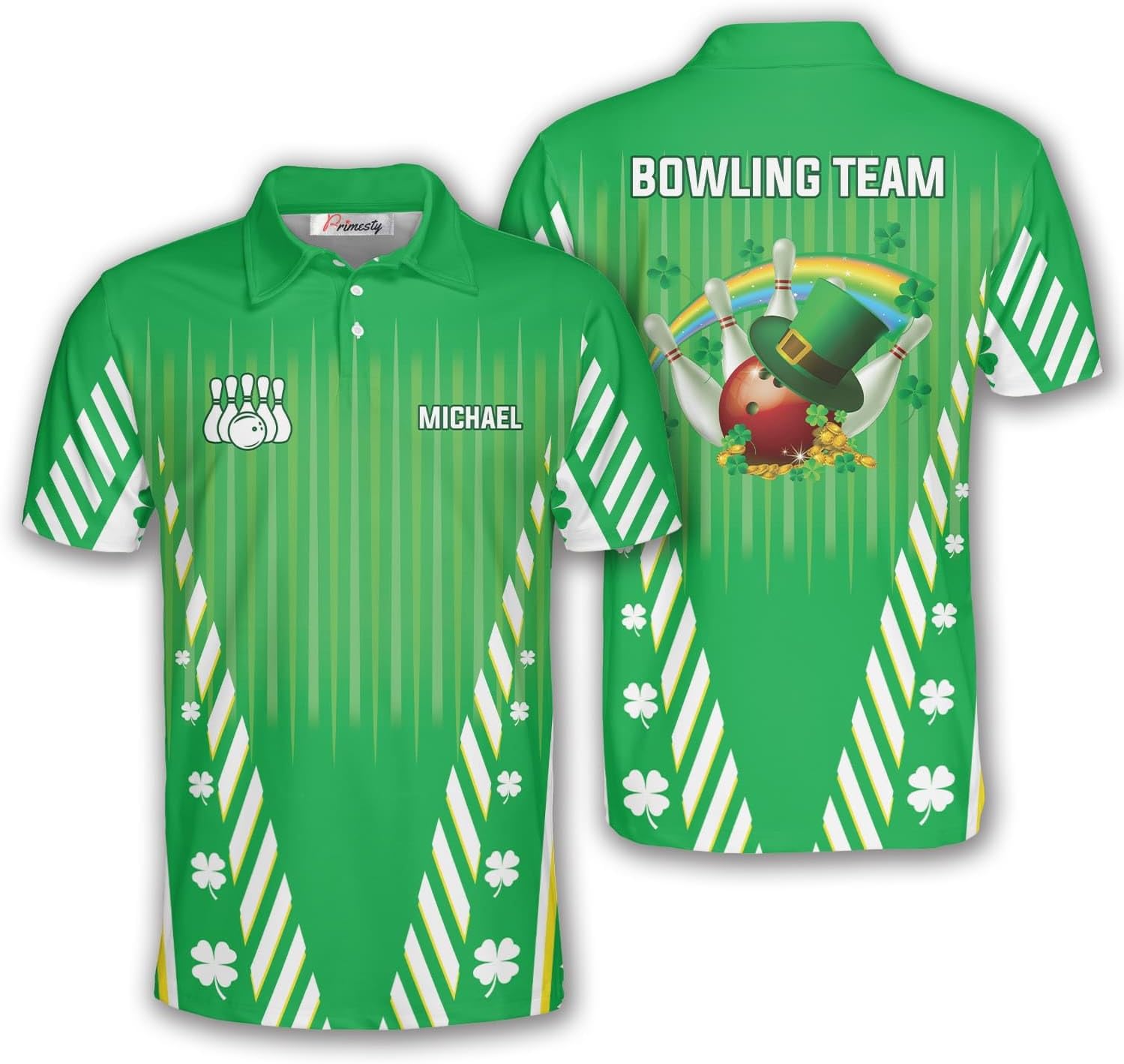 PRIMESTY Custom Bowling Shirts, Bowling Jerseys Customizable, Personalized Bowling Polo Shirts for Men Women