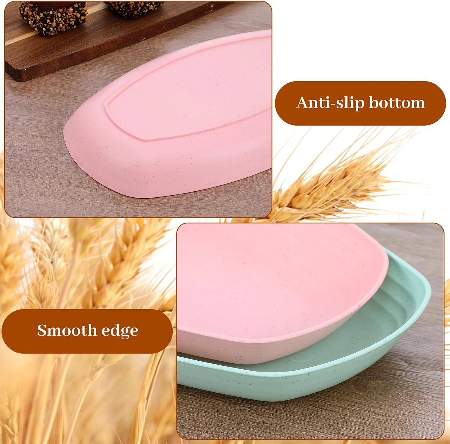 12 Pack Wheat Straw Plates, 11.6 Inch Oval Lunch Dinner Plates, Microwave Safe, Shatterproof, Dishwasher Safe & Eco-Friendly Plate for Camping, RV, Picnic, Travel