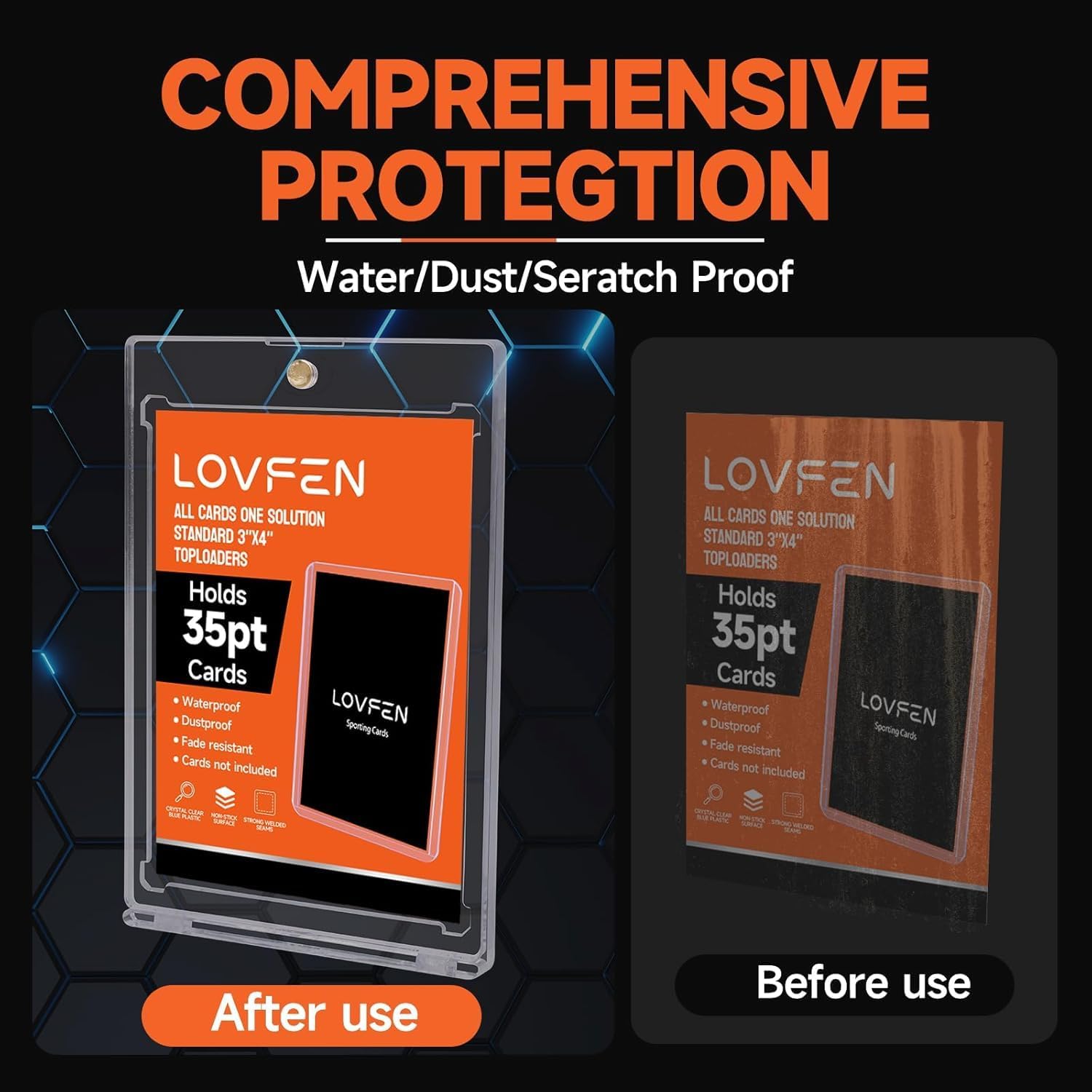 50ct Super Strong 35pt Magnetic Card Holders for Trading Cards, LOVFEN Sports Card Mag Hard Case Plastic Protectors for MTG, Baseball, Football & Gaming Collectible Card