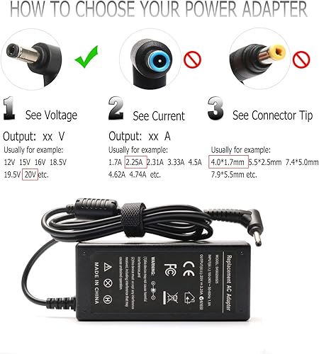 Miniatura 5 de Cargador de CA de 65 W y 45 W para Lenovo IdeaPad 100S 110 110S 120 120S 310 320 330S S340 510 710S, Flex 4 1470 1580 1130 Flex 5 1570 1470 ADL45WCC