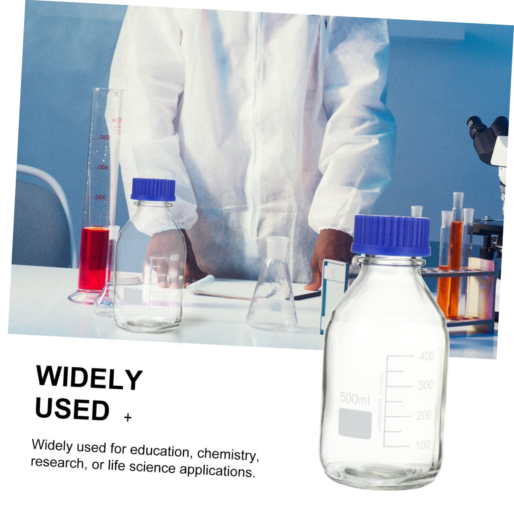 SOLUSTRE 5 Sätze Reagenzflasche Glasflasche Wasserspeicher Skaliertes Laborgefäß Skalierter Behälter Flasche Für Laborreagenzien Probenahme Vorratsflasche Flasche Für Chemikalie 2 Stück * 5