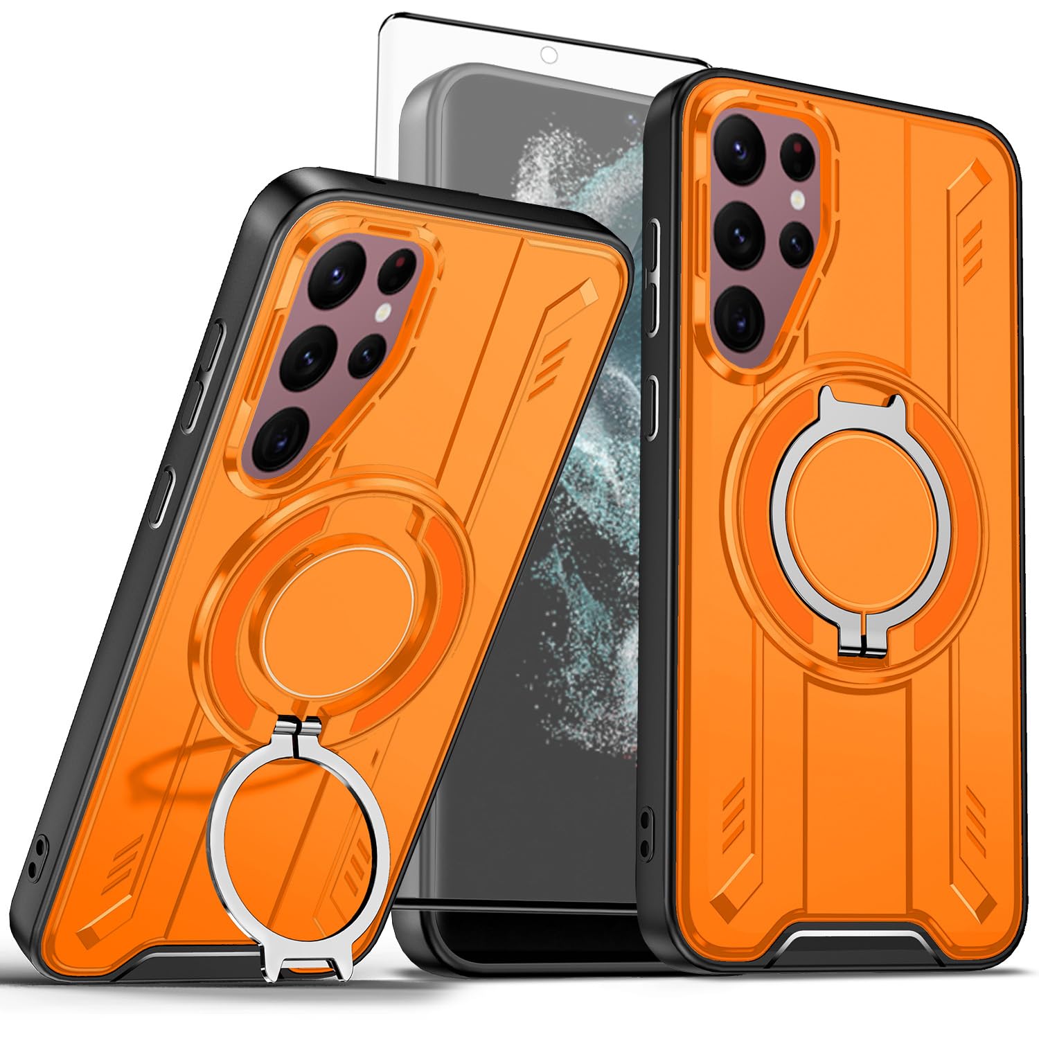 Coque compatible avec Samsung Galaxy S22 Ultra rigide LS Orange antichoc - 8