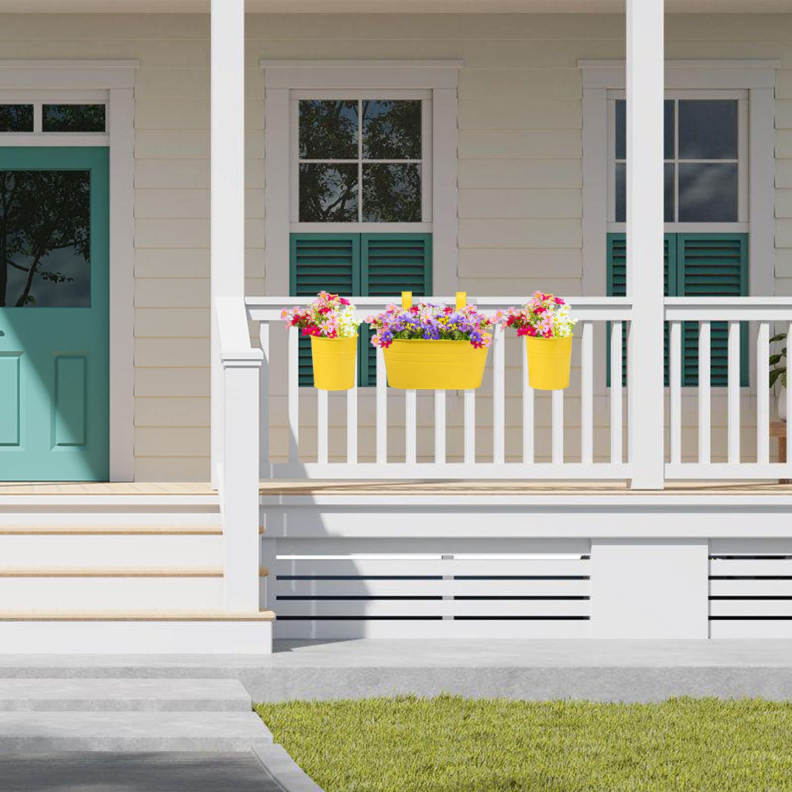 Dahey 3 Macetas Colgantes De Metal Para Valla De Barandilla, Maceta Al, image size:1600x1600