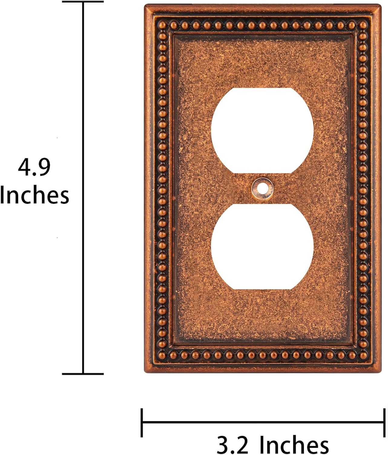 Henne Bery Raised Pearls Decorative Wall Plate Switch Plate Outlet Cover (Single Duplex 2PK, Sponged Copper)