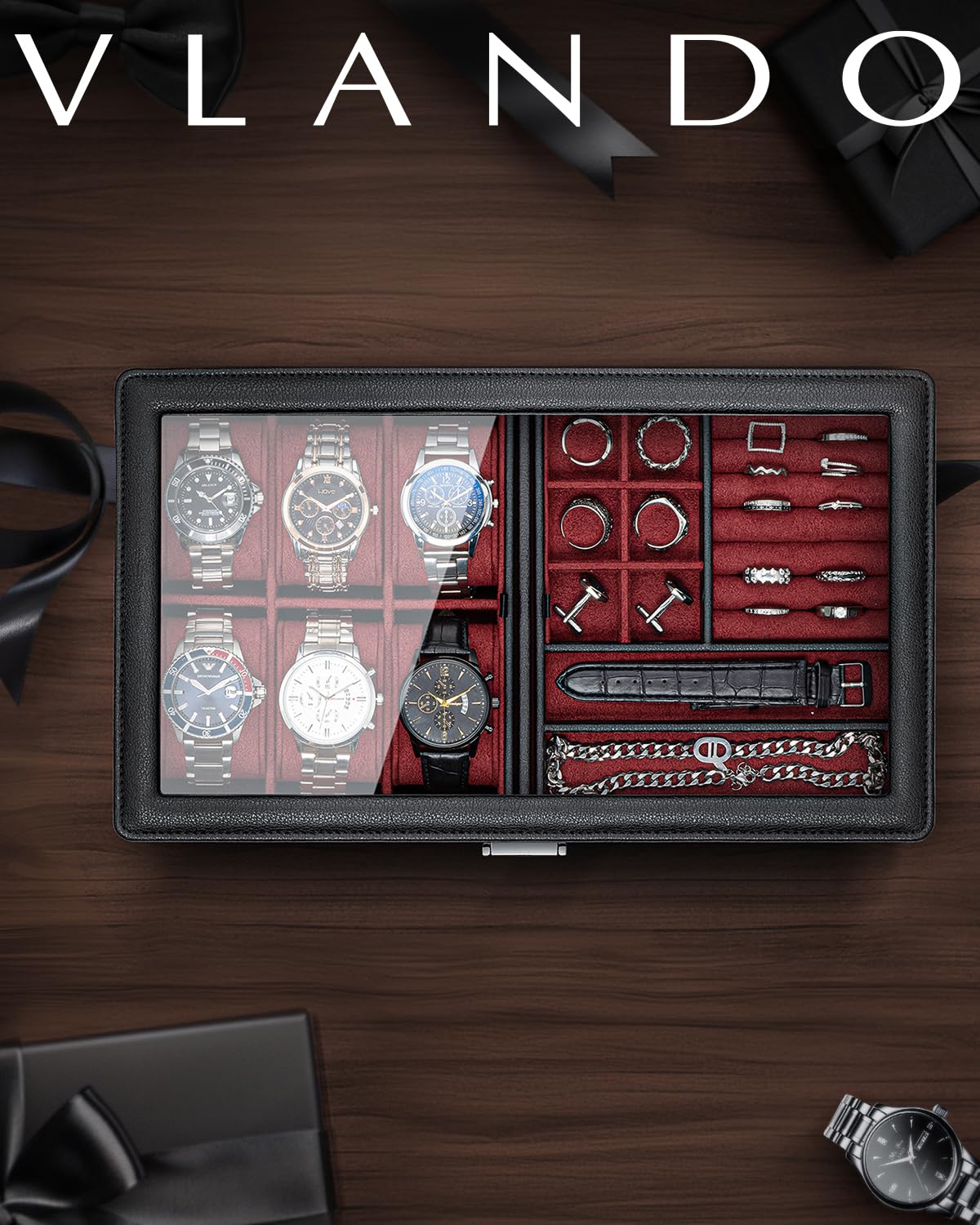 Amazon.co.jp: Vlando 腕時計ケース PU製 男性 収納ボックス