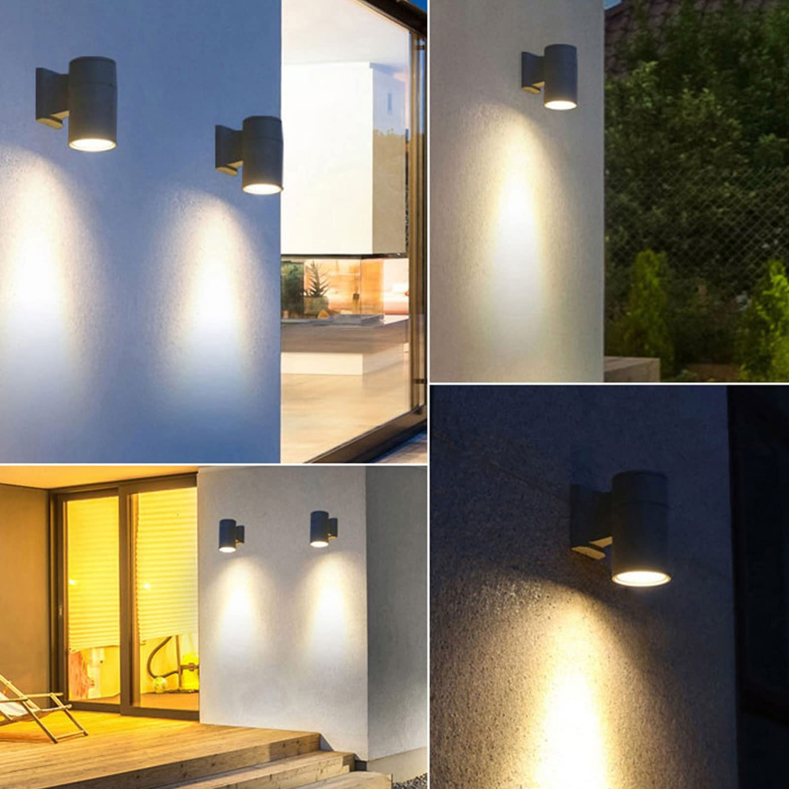 Nowoczesne zewnętrzne cylindryczne kinkiety ścienne w górę iw dół, ganek, patio, wodoodporne aluminiowe światło ścienne IP65 na zewnątrz, do domu, patio, ogrodu, garażu, drzwi, ganku, korty