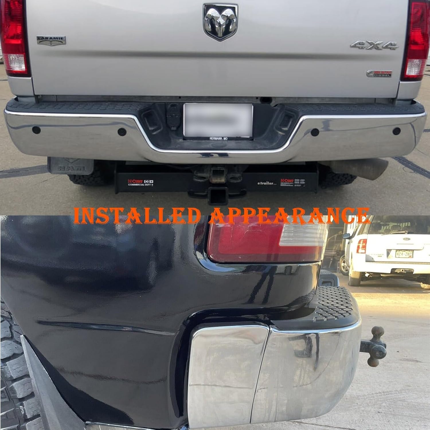 Generic Chrome Rear Step Bumper Assembly with Parking Sensors for 2009-2018 Dodge Ram 1500, 2019 Ram 1500 Classic, 2010-2012 Ram 2500 3500, CH1103122