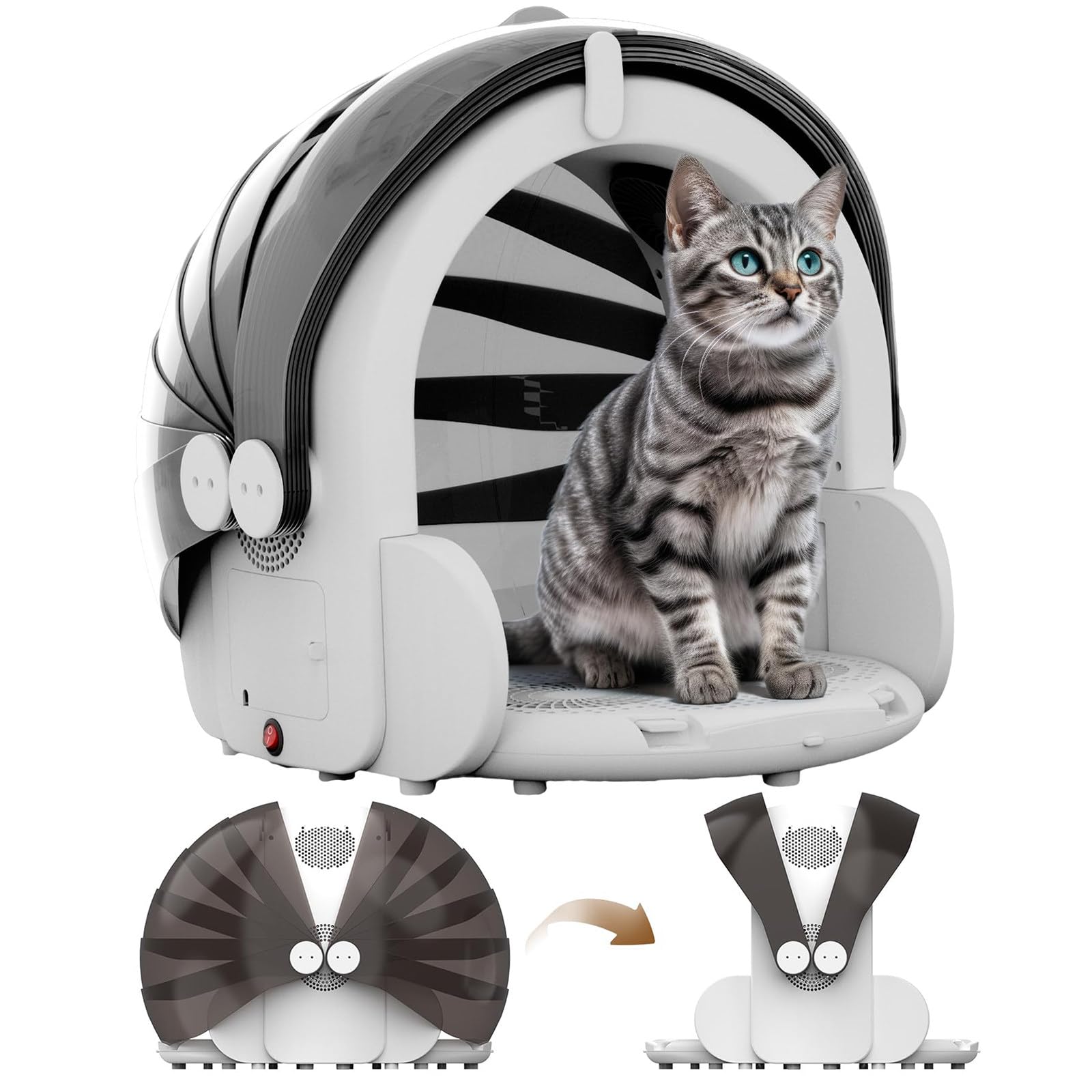 CHHMAELOVE Cabina de Secado automático para Mascotas, Caja Secadora para Gatos, Pantalla táctil LCD, 8 Ventiladores, 25-43 ℃ Secado 360 para Gatos y Mascotas