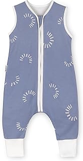 Ehrenkind® Baby Sommerschlafsack mit Füßen 1.0 TOG aus weicher OEKO-TEX zertifizierter Bio-Baumwolle | Sommer Schlafsack | Baby Schlafsack Gr. 90 Jeansblau Gemustert | 1 Tog