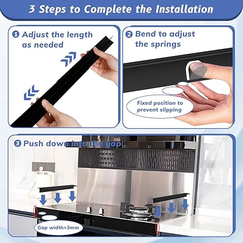 Miniatura 5 de Cubiertas de acero inoxidable para estufas, paquete de 2 unidades, 13.8  27.6 pulgadas, ajustables, resistentes al calor, no afiladas, fácil de