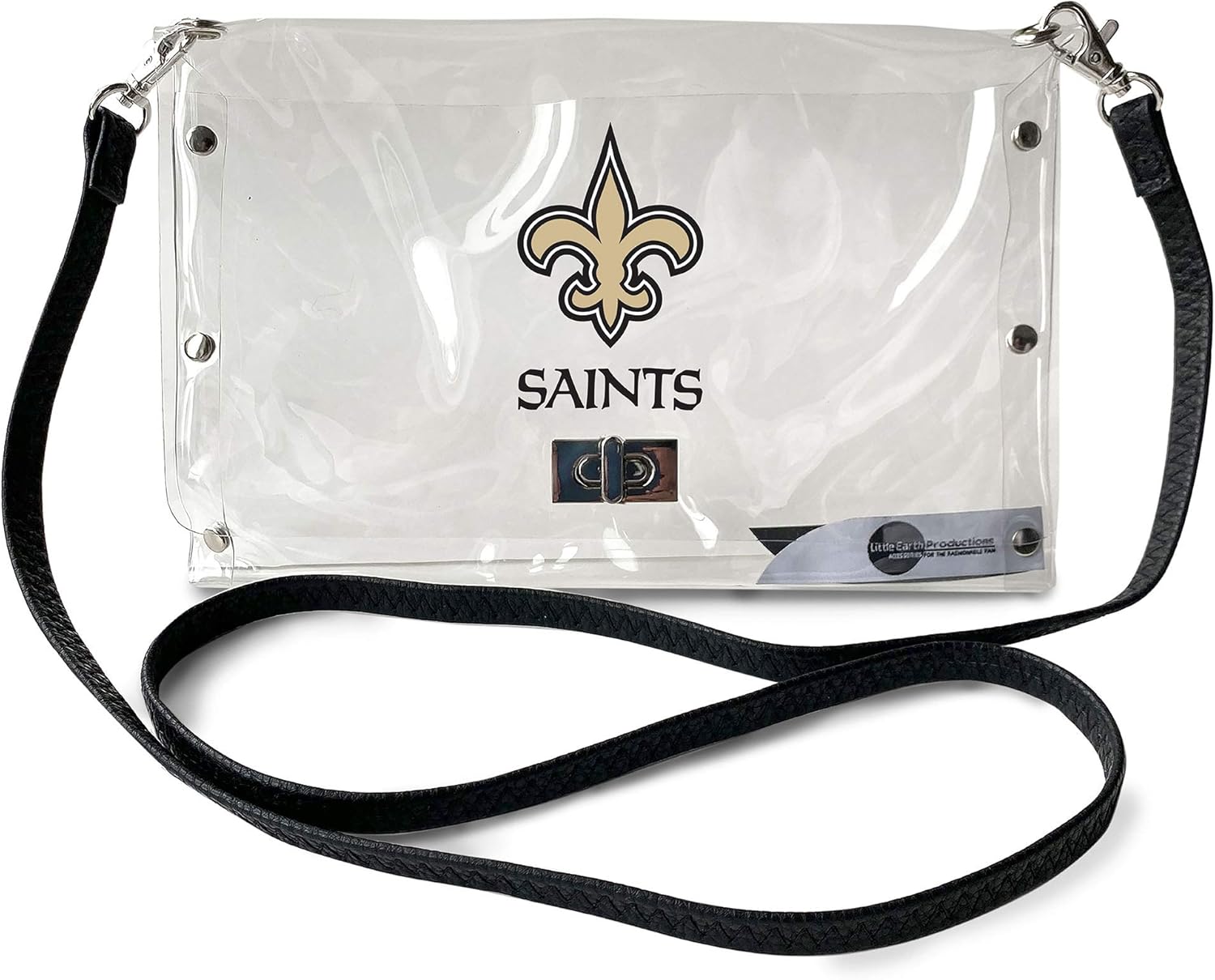 Littlearth womens NFL New Orleans Saints Clear Envelope Purse with Black Fashion Strap , Clear, 10" x 6.5" x 0.5" : Sports & Outdoors