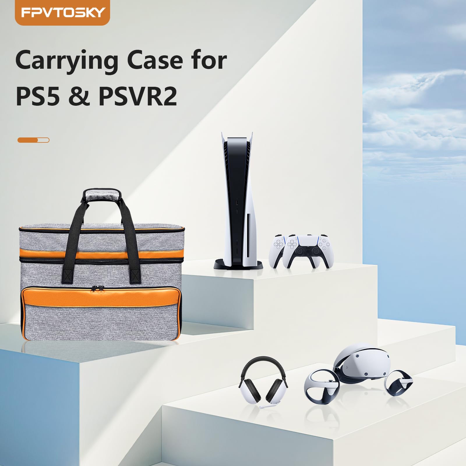 FPVtosky Zaino 2-IN-1 per PS5 & PSVR2, grande borsa da viaggio per Playstation VR2 & PS 5, custodia protettiva compatibile con Playstation 5 & PS VR2 Gaming Accessori