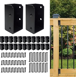 Deck Railing Brackets Connectors 24Pcs,U-Shaped Concealed Brackets for 2"x4"(Actual:1.5"x3.5") Wood Posts,Heavy Duty Steel Deck Connectors for Stair Fence Railings with Screws