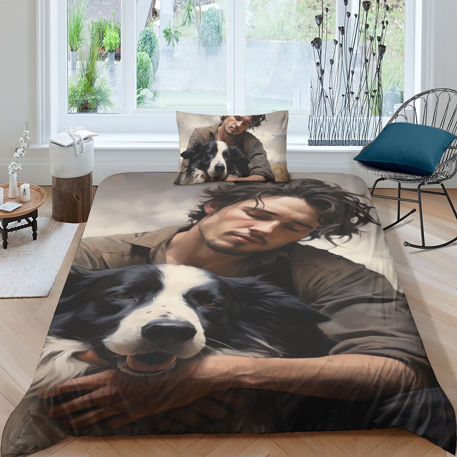 Parure de lit Border Collie en textile hypoallergénique lavable pour limiter les allergies