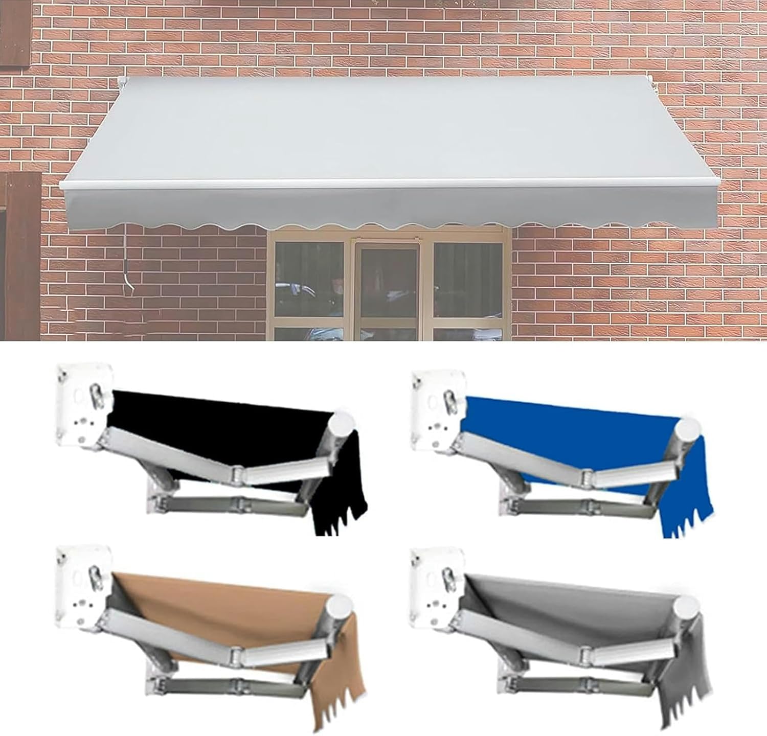 AMNOOL Patio Awning Fabric Replacement Polyester Canopy Cover top Waterproof Cloth Retractable Sun Shade Valance Outdoor Canvas shelter (Without Frame)
