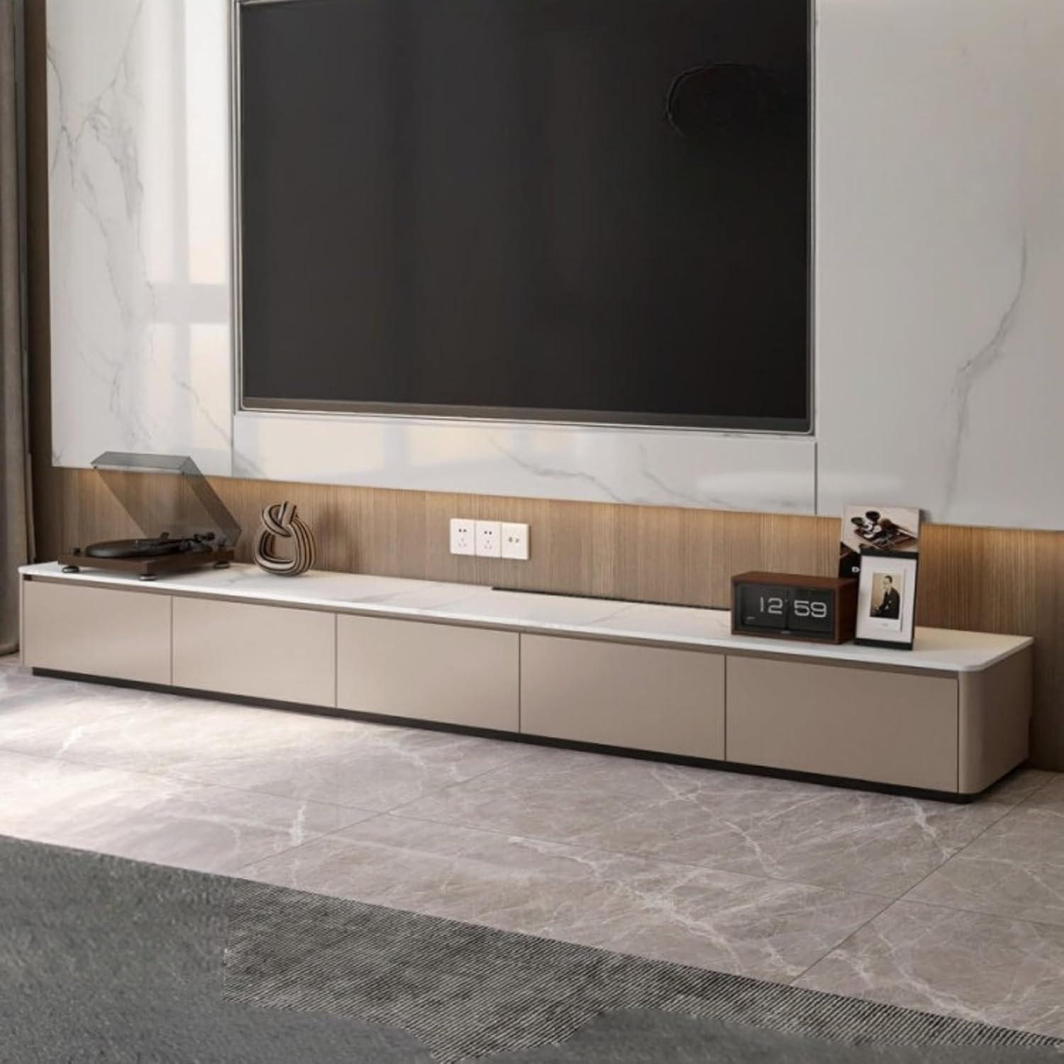 GVAwood Poplar Solid Wood Rock Slab TV Stand. 71x13.8x11 inch / 180.4x35.4x28 сm/Grey Color/TV Cabinet