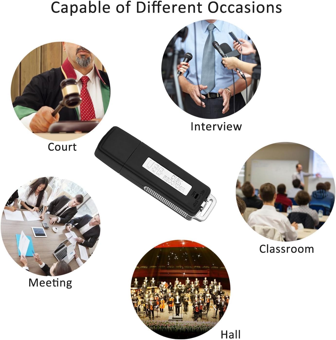 16GB Digital Voice Recorder; Modea Portable Digital USB Disk Audio Voice Recorder with U Flash Memory