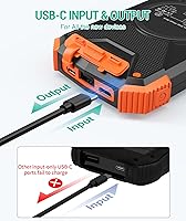 Vista 4 de Blavor - Paquete de batería externa solar, cargador inalámbrico Qi de 10,000 mAh, entrada y salida tipo C, linterna doble superbrillante, brújula