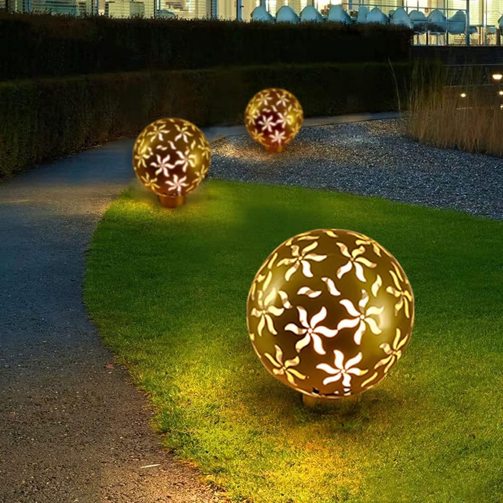 Landscape Garden Lights, Ball Waterproof Lawn Lamp for Outdoor Decor Globe Column Head Lamp for Patio, Porch, Yard, Garden Christmas/Valentine's Day