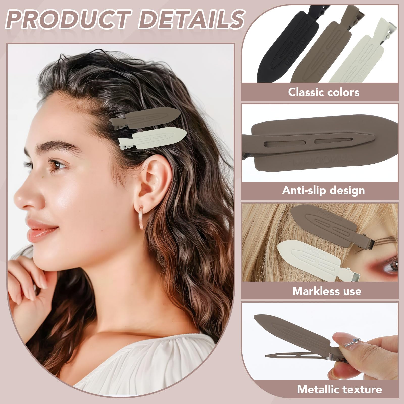 12 fermagli per capelli senza piega, fermagli per capelli per acconciature per donne e ragazze, trucco classico