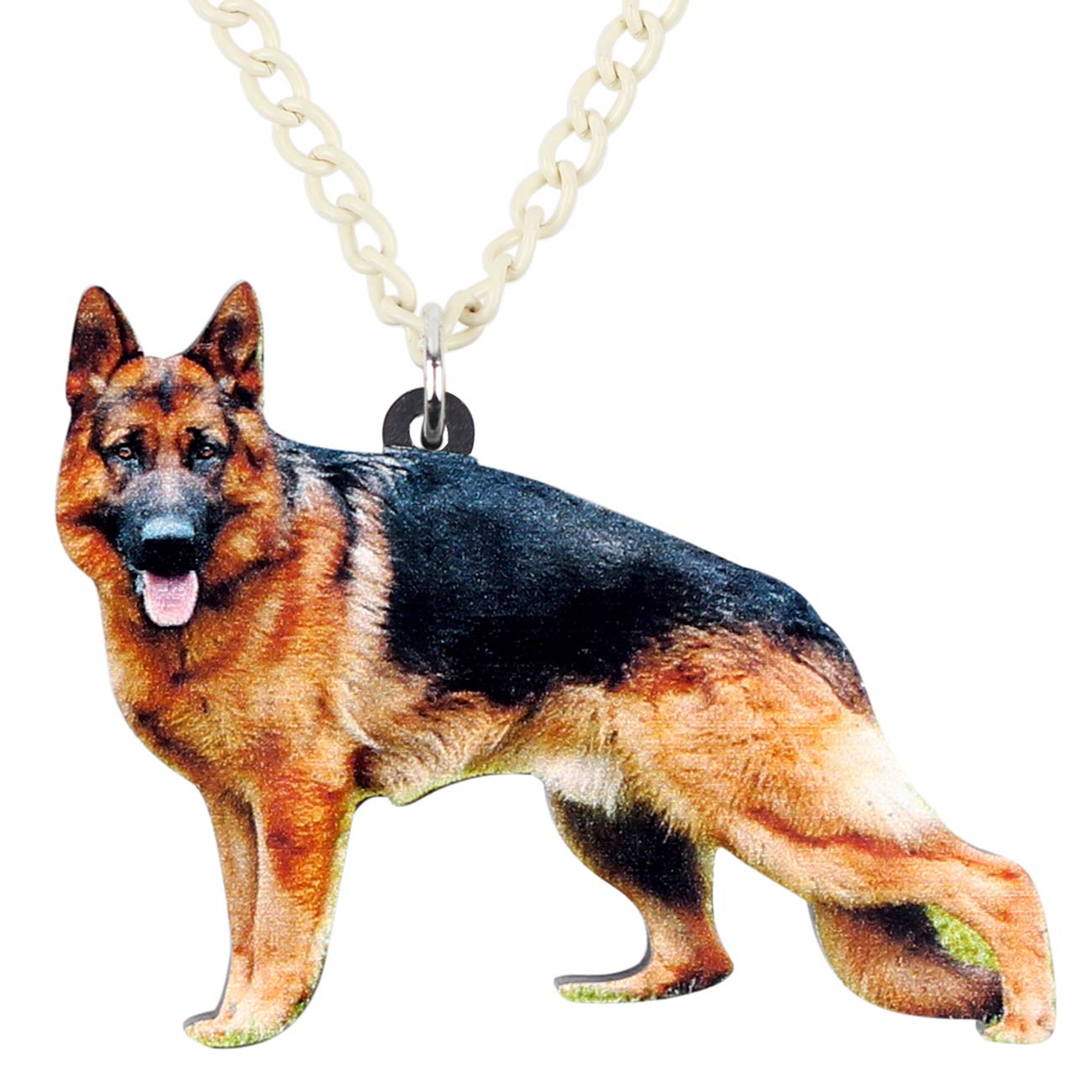WEVENI Acrylic German Shepherd Necklace Pet Dog Pendant Chain Cute Jewelry Gifts for Women Girls Kids