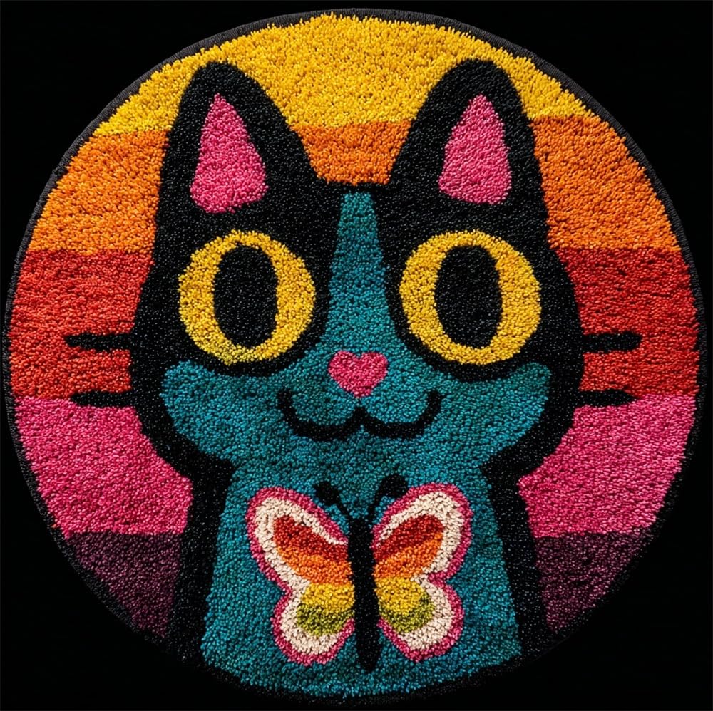 kitphoenix Latch Hook Kits for Adults Cat and Butterfly