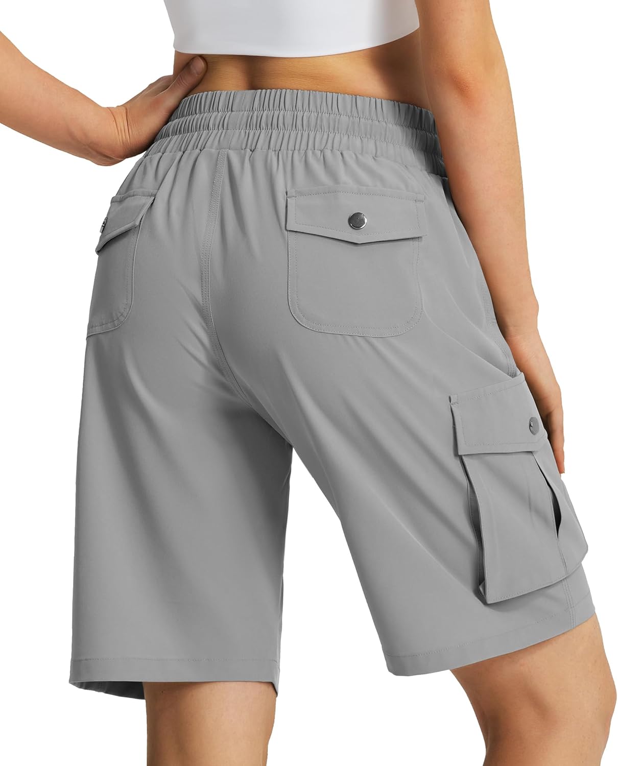 Women's 9" Hiking Cargo Shorts Quick Dry Lightweight Summer Shorts for Camping Travel Golf 6 Pockets - Image 2