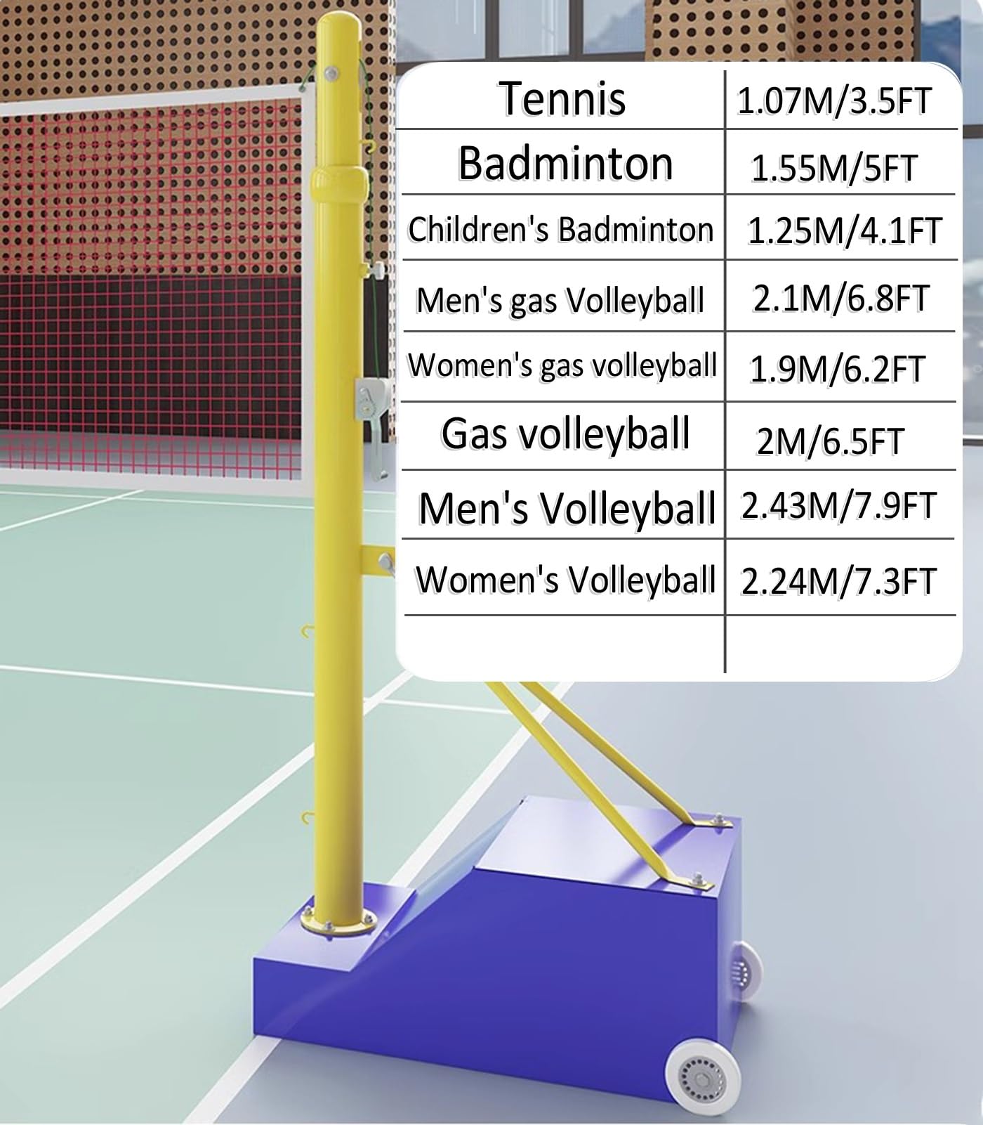 Red de Voleibol Voleibol de Acero/bádminton Soporte rellenable con Ruedas Uso Interior y Exterior Juegos Familiares al Aire Libre,One Color Style3