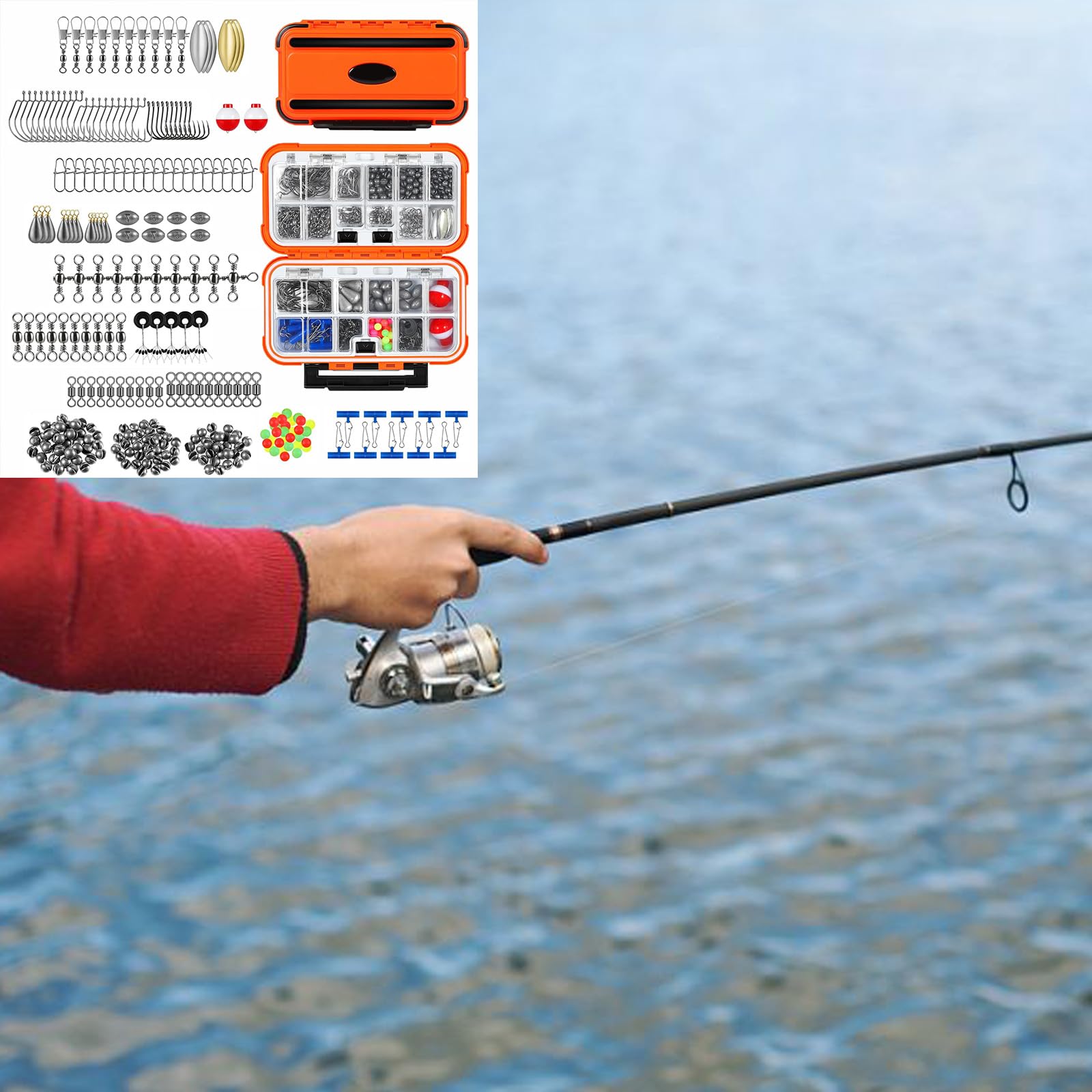 Lot de 253 accessoires de pêche à la carpe inclus Crankbaits, cuillère, hameçons, gabarits, poids et plus encore