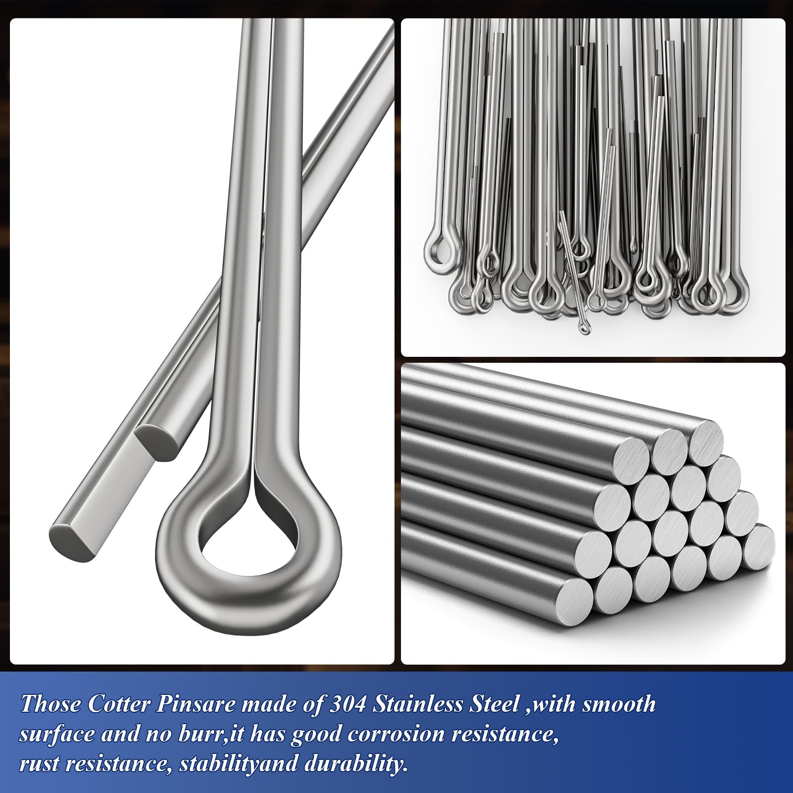 215 Pcs Cotter Pins Assortment Kit, Stainless Steel Cotter Pin Clips Split Pin Set 7 Sizes for Automotive, Marine, Machinery, Engine, Bike Fixing and Repair (M1/M1.5/M2/M2.5/M3) (20/25/30/40/50/60mm) - Image 4