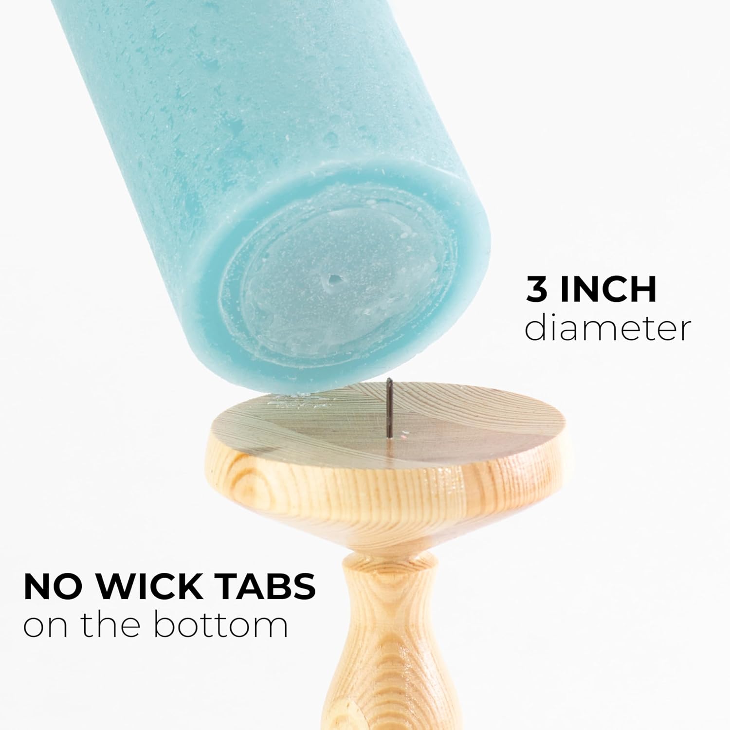 CANDWAX 3x3 Pillar Candles Set of 3 - Rustic Unscented No Drip Light Turquoise Candles for Home Decor, Weddings, Centerpieces - Image 2