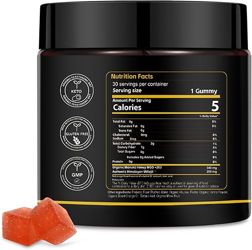 Miniatura 7 de Gomitas Shilajit naturales del Himalaya, gomitas Shilajit naturales orgánicas para hombres y mujeres, apoyan la energía natural y la fuerza, 30